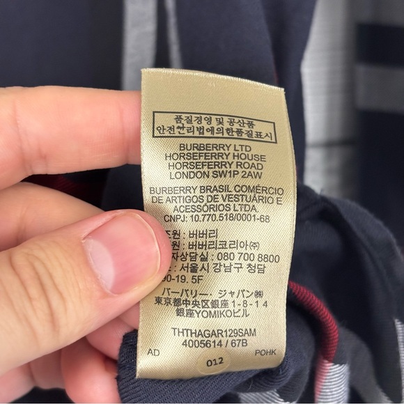 Burberry Navy Blue Nova Check Long Sleeve Button Down Shirt Size Large - Picture 5 of 7